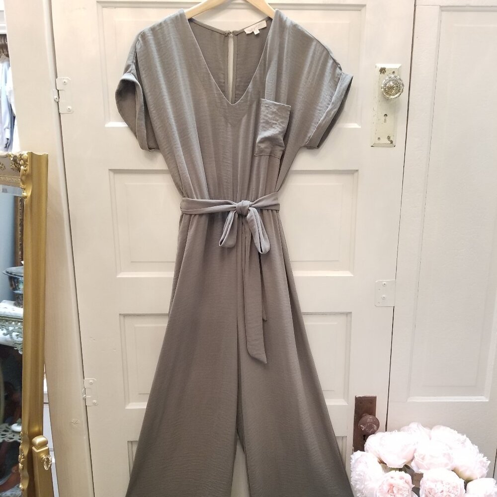 Mystree Jade Green Pantsuit Romper Overalls w/ Pocket & Belt